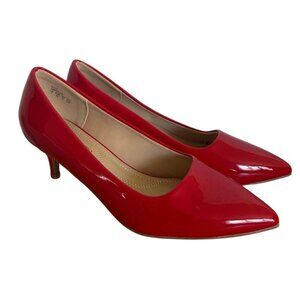 Dream Pairs Red Patent Kitten Heels – Size 7‎ – EU 38 – Pointed Toe – EUC